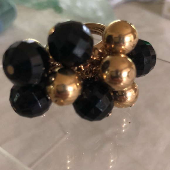 Kate Spade ♠️ Onyx and Gold Cluster Bauble Ring, Size 6 - Picture 9 of 12